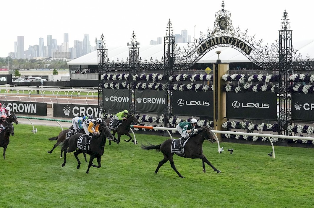 Treasurethe Moment & Damian Lane winning the Crown Oaks